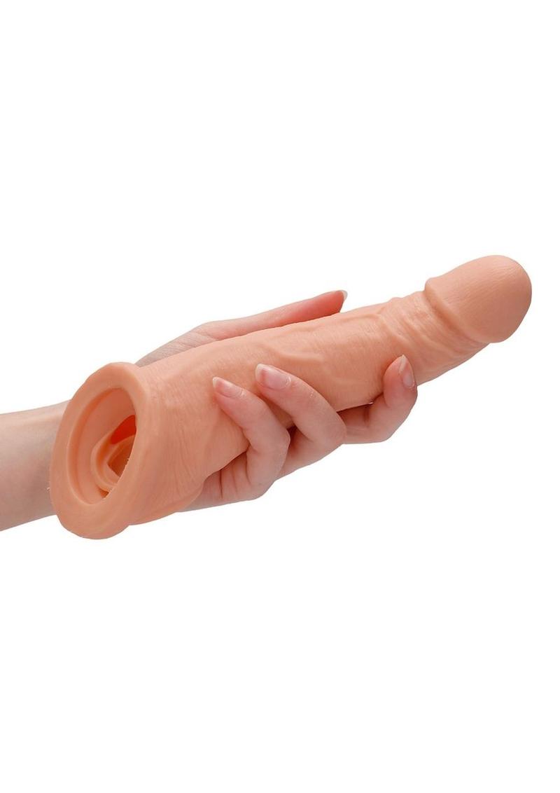 Realrock Skin Penis Extender with Rings - Vanilla - 8in