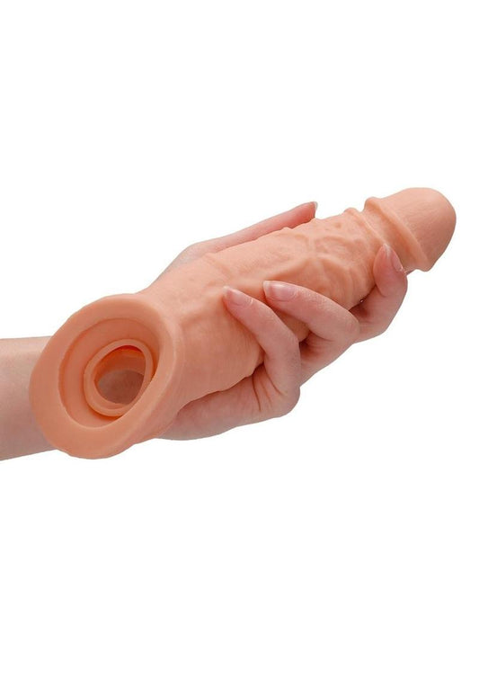 Realrock Skin Penis Extender with Rings - Vanilla - 9in