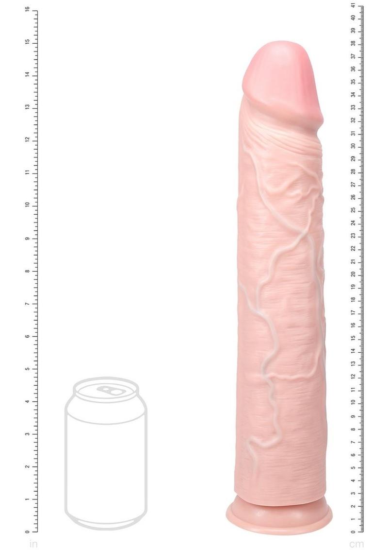 Realrock Ultra Realistic Skin Extra Large Straight Dildo with Suction Cup - Vanilla - 15in