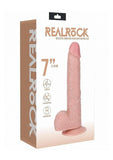 Realrock Vibrating Cock with Balls Regular Straight - Vanilla - 7in