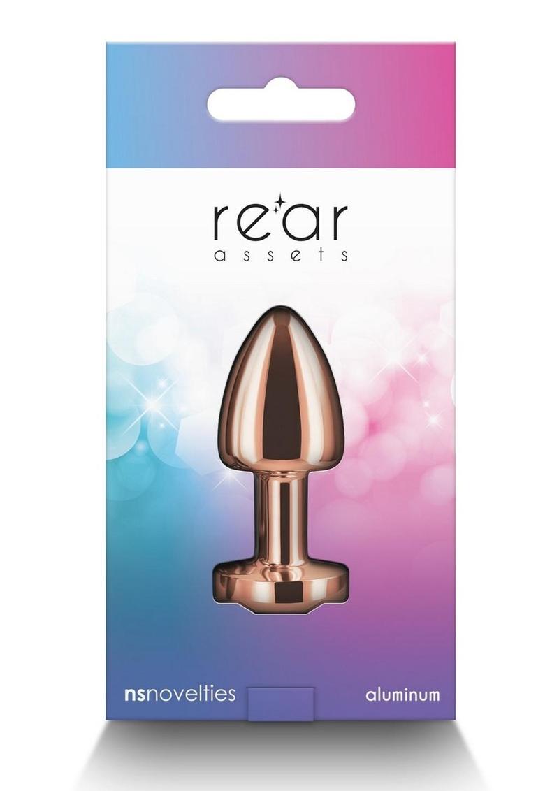 Rear Assets Aluminum Anal Plug - Petite - Metal/Multicolor/Rainbow/Rose Gold - XSmall