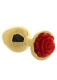 Rear Assets Rose Aluminum Anal Plug - Gold/Metal/Red - Medium