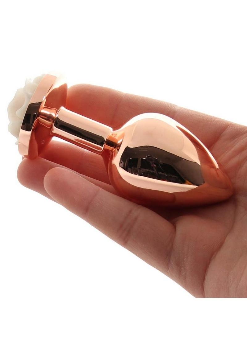 Rear Assets Rose Aluminum Anal Plug - Rose Gold/White - Medium