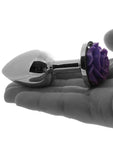 Rear Assets Rose Aluminum Anal Plug - Metal/Purple/Silver - Small