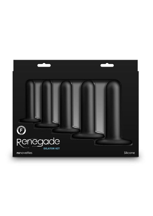 Renegade Dilator Kit Silicone Anal Plugs with Suction Cups - Black - 5 Piece