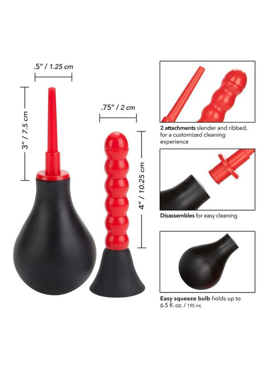 Ribbed Anal Douche - Black/Red