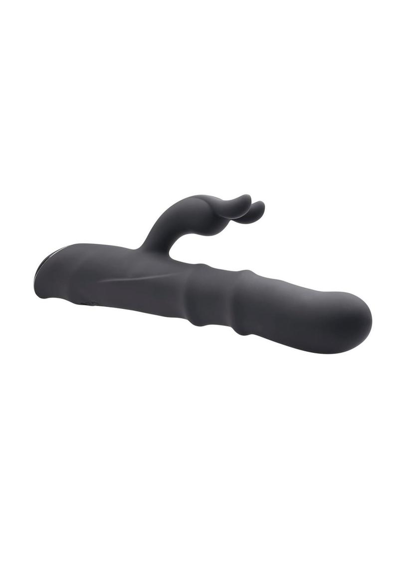 Ringmaster Rechargeable Silicone Rabbit Vibe Ring - Black