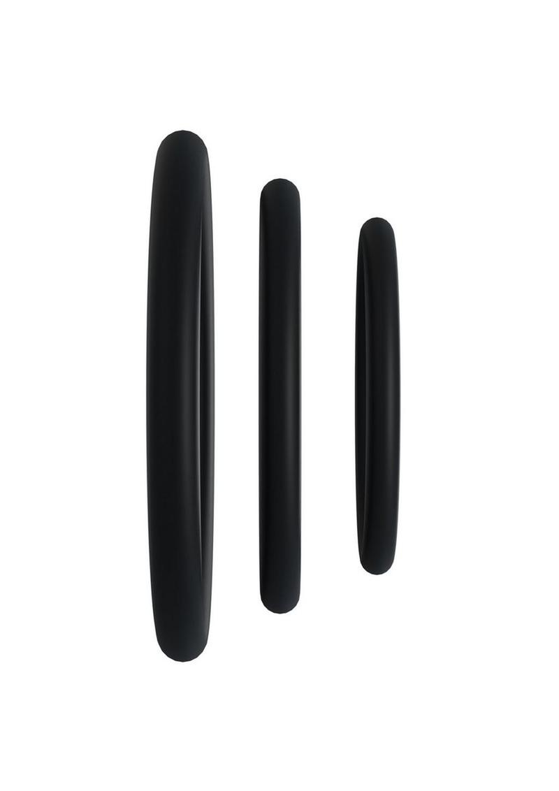 Rock Solid Tri-Pack Rubber Gasket Cock Ring - Black