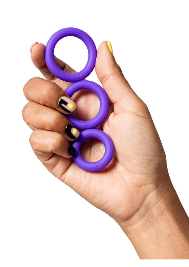 Romp Remix Trio Silicone Cock Rings - Purple - 3 Piece