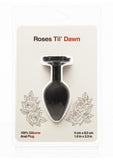 Roses Til Dawn Silicone Butt Plug - Black - Medium