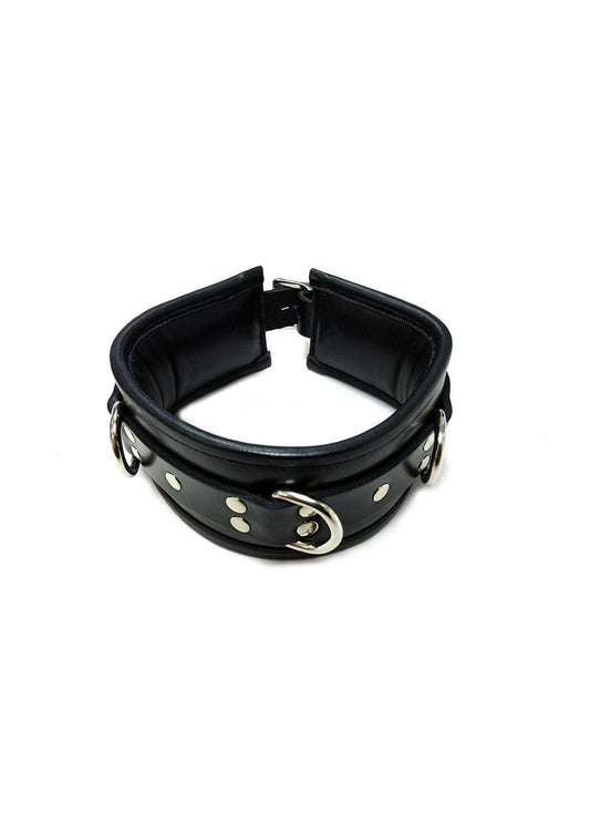 Rouge 3 D-Ring Padded Leather Adjustable Collar - Black