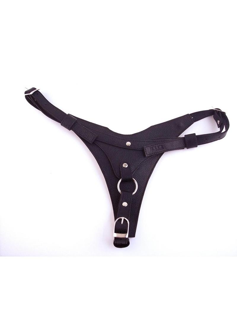 Rouge Female Dildo Leather Harness - Black