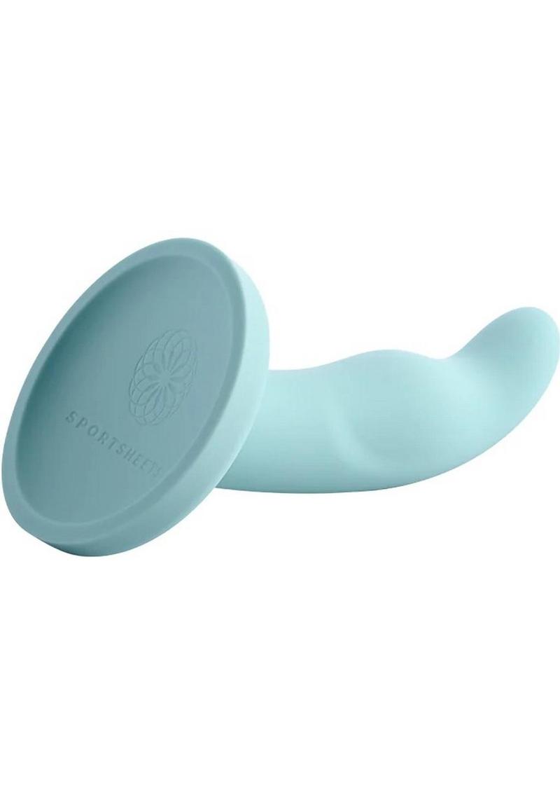 Ryplie Silicone Curved Dildo with Suction Cup - Blue - 6in