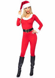 Santa Baby Spandex Jumpsuit with Fur Trim, Belt and Santa Hat