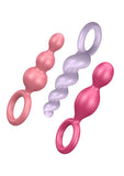 Satisfyer Booty Call Silicone Textured Anal Plugs Assorted Colors 3 Each