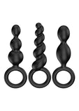 Satisfyer Booty Call Silicone Textured Anal Plugs Black 3 Each