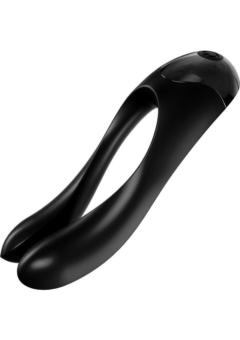 Satisfyer Candy Cane Silicone Rechargeable Mini Vibrator - Black