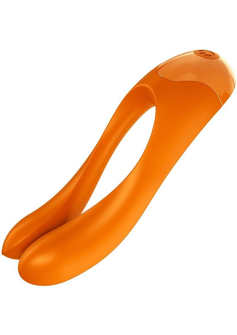 Satisfyer Candy Cane Silicone Rechargeable Mini Vibrator - Orange - Orange