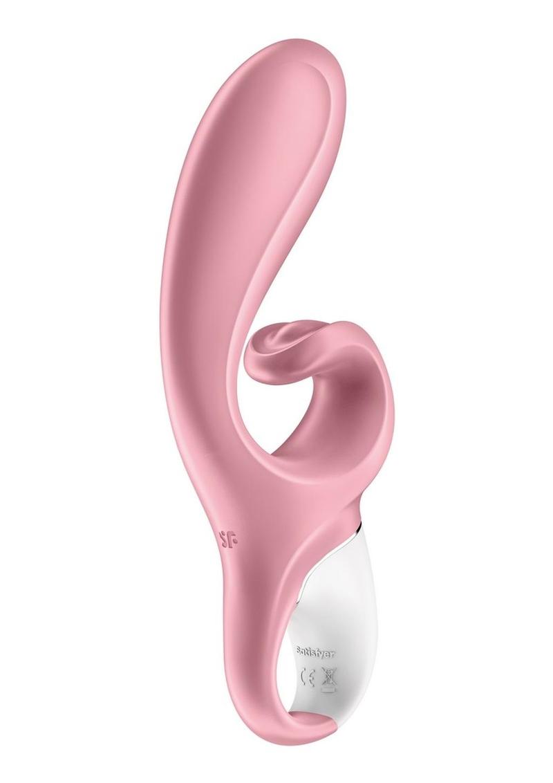 Satisfyer Hug Me Rechargeable Silicone Vibrator with Clitoral Stimulation - Pink