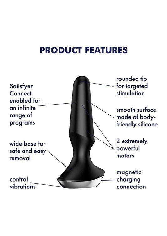 Satisfyer Plug-Ilicious 2 Silicone Vibrating Anal Plug - Black