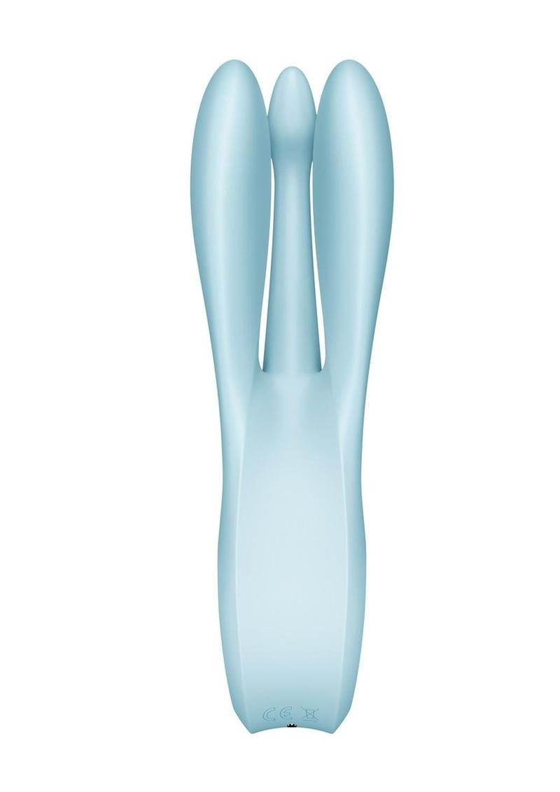 Satisfyer Threesome 1 Rechargeable Silicone Vibrator - Blue/Light Blue