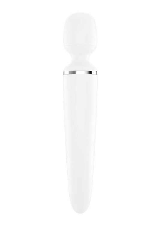 Satisfyer Wand-Er Woman USB Rechargeable Silicone Massager 13in - White/Chrome - White