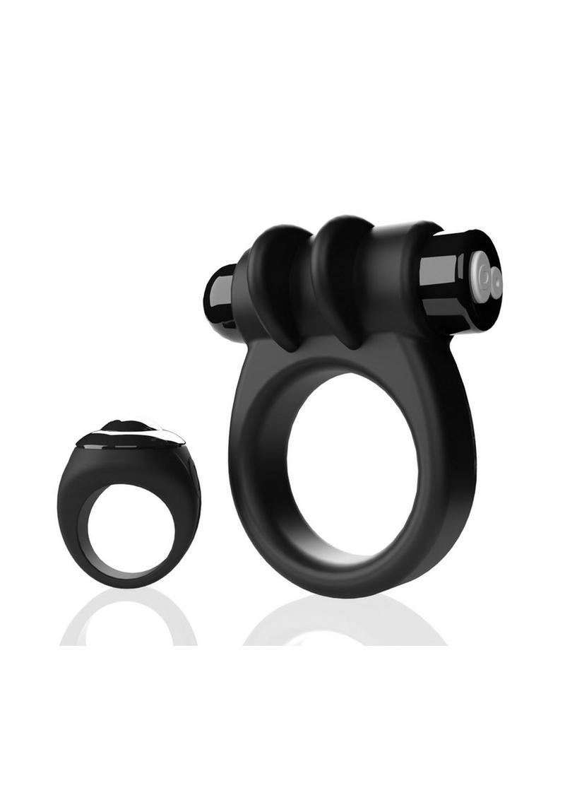 Screaming O Switch Remote Controlled Silicone Rechargeable Vibrating Ring - Black