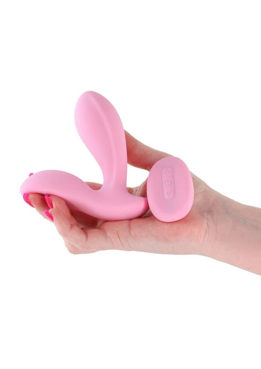 Secrets Rain Rechargeable Silicone Vibrator with Remote - Pink