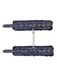 Sex and Mischief Cougar Fur Handcuffs - Blue/Gold/Navy