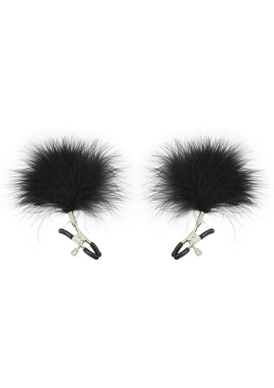 Sex and Mischief Feathered Nipple Clamps - Black