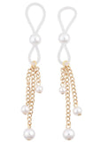 Sex and Mischief Pearl Nipple Ties - Gold/White