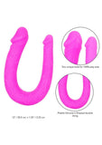 Silicone Double Dong AC/DC Dong Dual Penetration Non Vibrating Silicone Double Dong - Pink