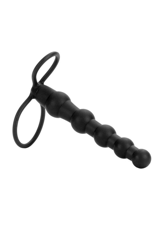 Silicone Love Rider Beaded Dual Penetrator - Black