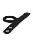Silicone Tri-Snap Scrotum Support Cock Ring - Black - Large