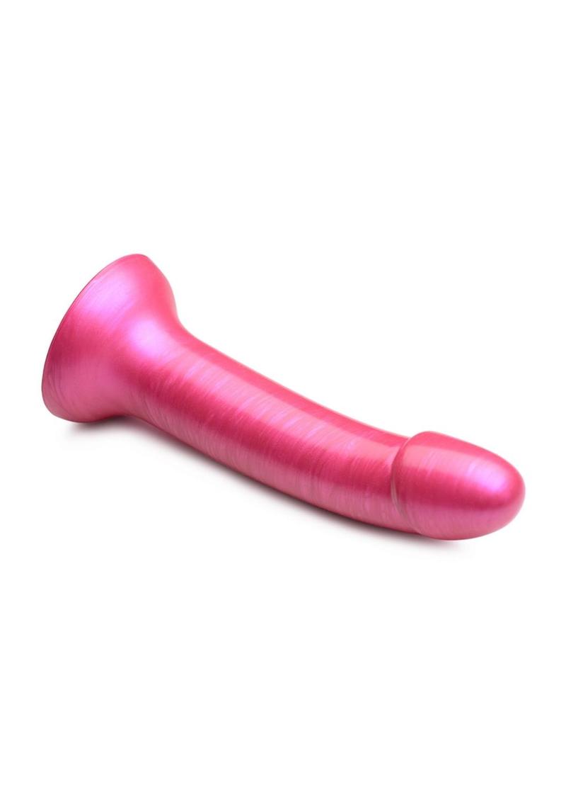 Simply Sweet Metallic Silicone Dildo - Pink - 7in