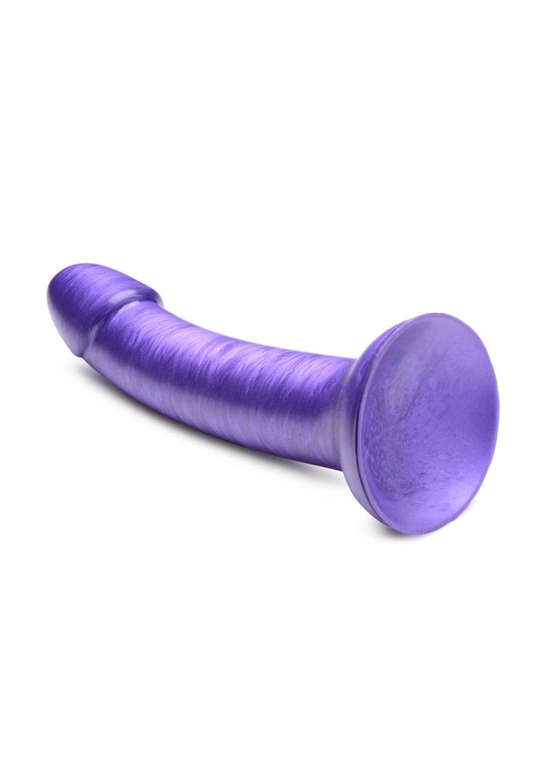 Simply Sweet Metallic Silicone Dildo - Purple - 7in