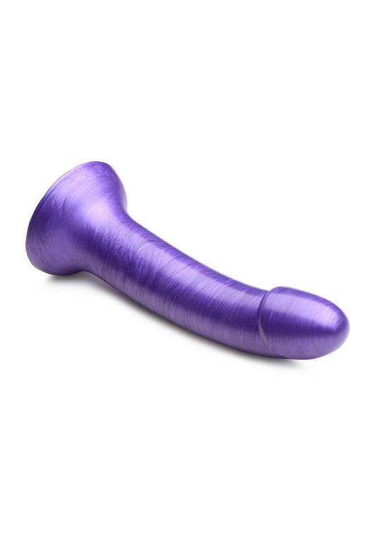 Simply Sweet Metallic Silicone Dildo - Purple - 7in