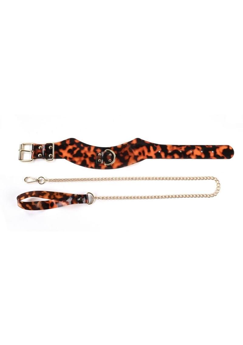 Sincerely Amber Collar and Leash - Animal Print/Gold