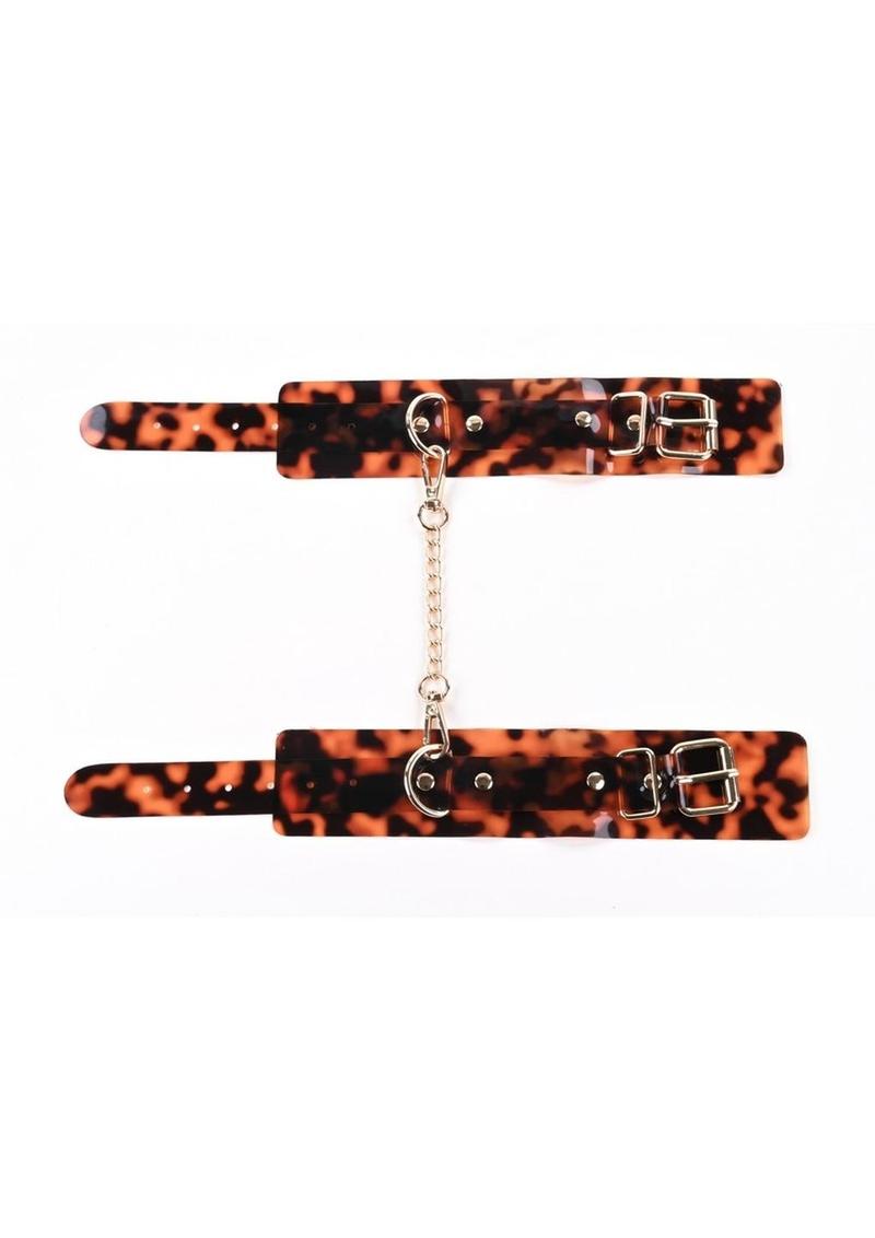 Sincerely Amber Hand Cuffs - Animal Print/Gold