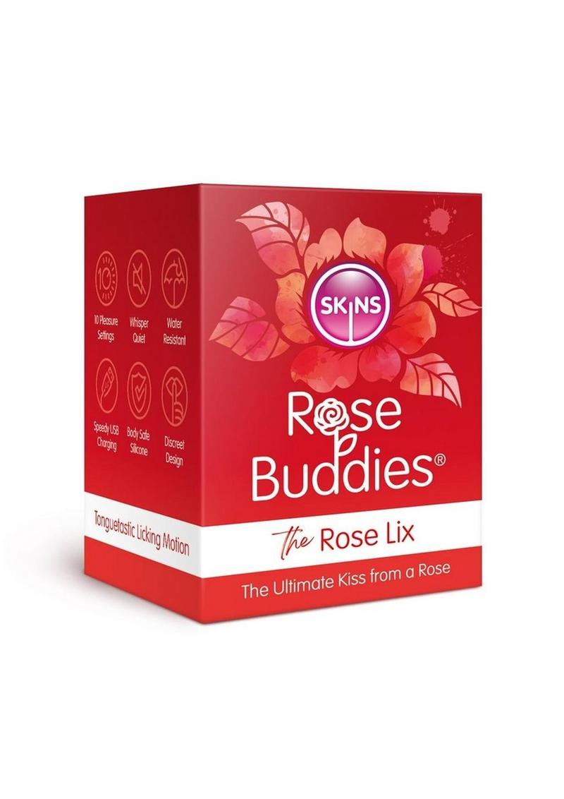 Skins Rose Buddies The Rose Lix Tongue Rechargeable Silicone Clitoral Stimulator - Red