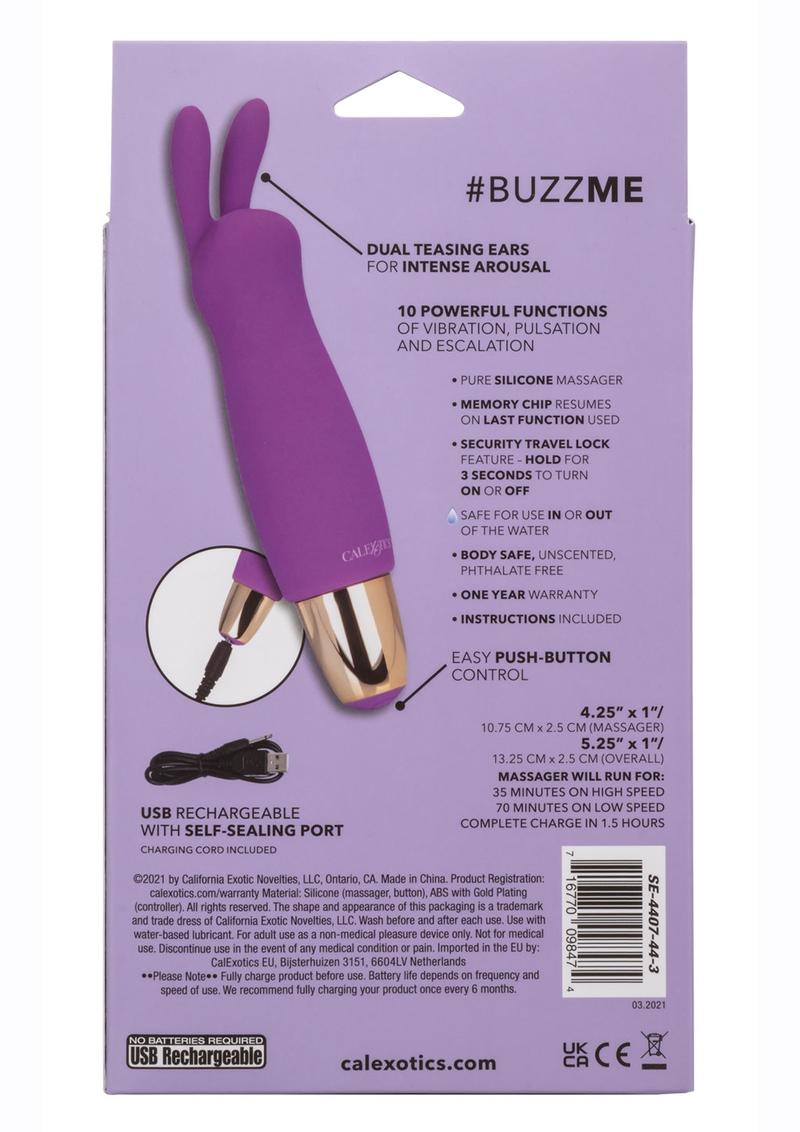 Slay #Buzzme Rechargeable Silicone Rabbit Ears Bullet Vibrator - Purple