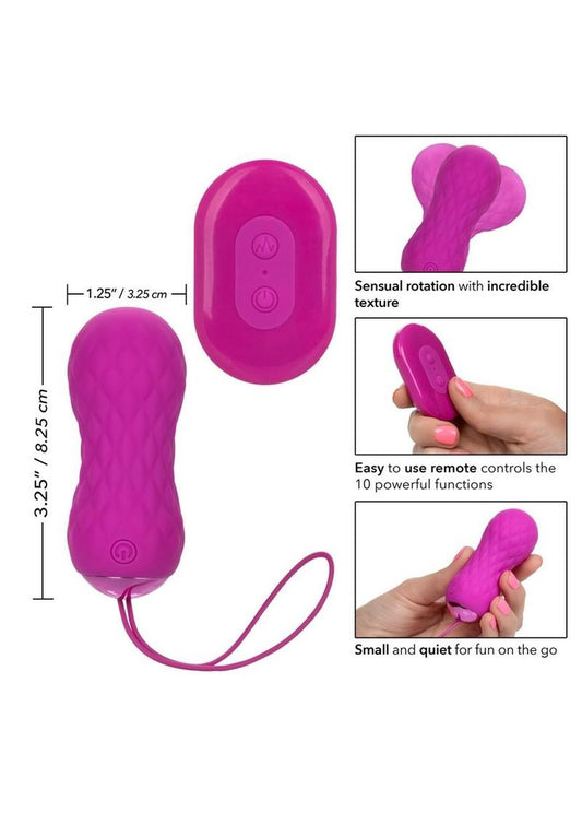 Slay #Spinme Silicone Rechargeable Rotating Vibrator with Remote Control - Purple