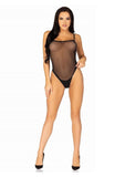 Snap Crotch Mesh Cami Bodysuit with Adjustable Straps and Thong Back - Black - Medium/Small