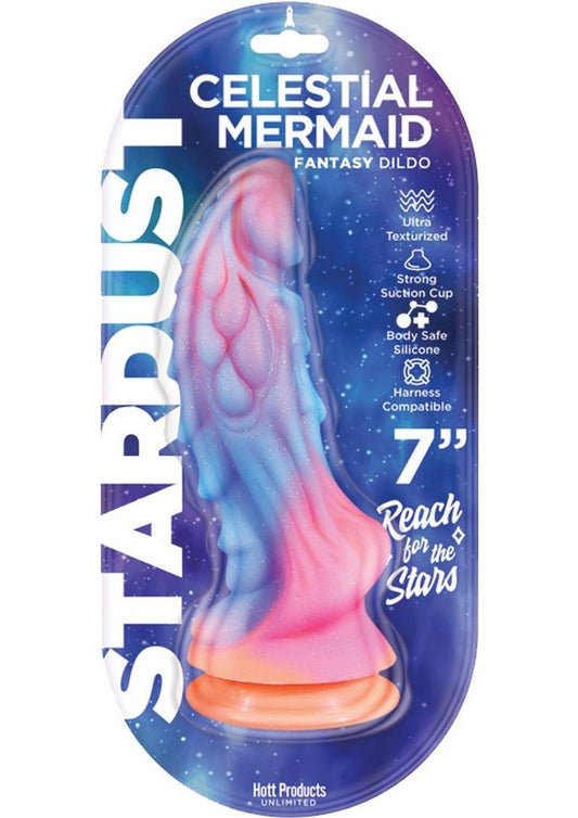 Stardust Cestial Mermaid Silicone Dildo with Suction Cup - Multicolor - 7in