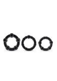 Stay Hard Beaded Cock Rings (3 Sizes - Black