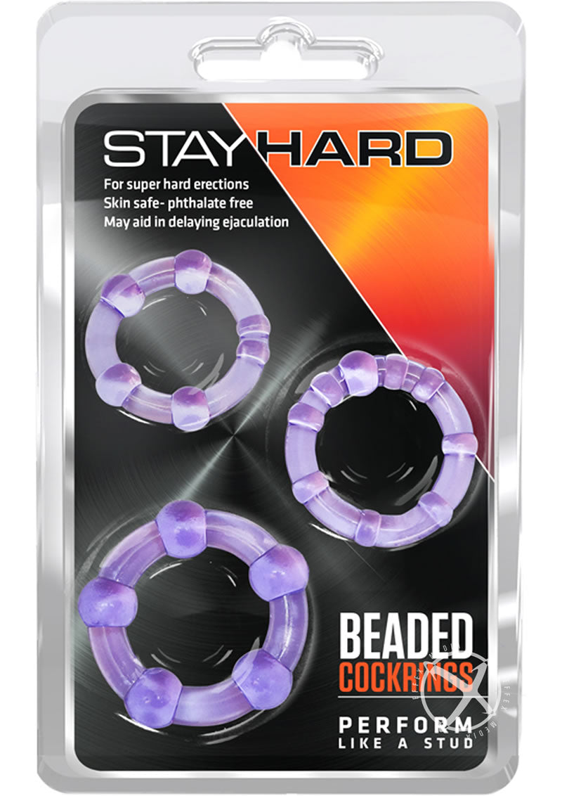 Stay Hard Beaded Cock Rings (3 Sizes - Purple