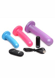 Strap U Triple Peg 28x Vibrating Rechargeable Silicone Dildo Set with Remote Control - Assorted Colors - 5 Piece