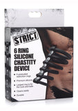 Strict 6 Ring Silicone Chastity Device - Black