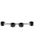 Strict Leather Adjustable Swiveling Spreader Bar with Leather Cuffs - Black/Silver