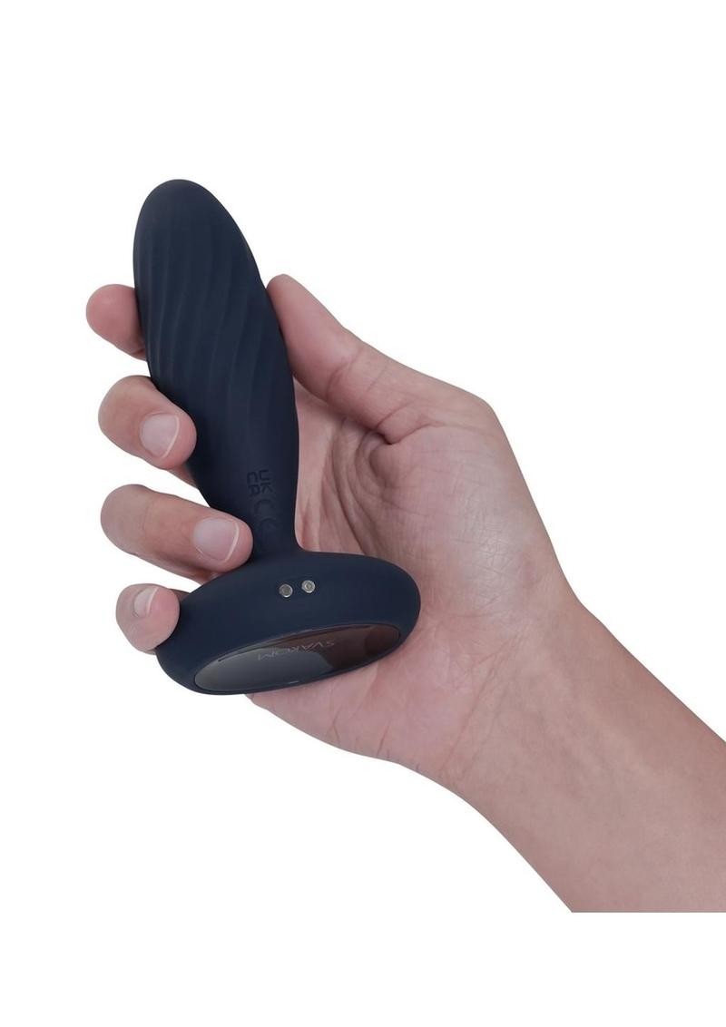 Svakom Jordan Rechargeable Silicone App Control Thrusting Anal Vibrator - Navy Blue